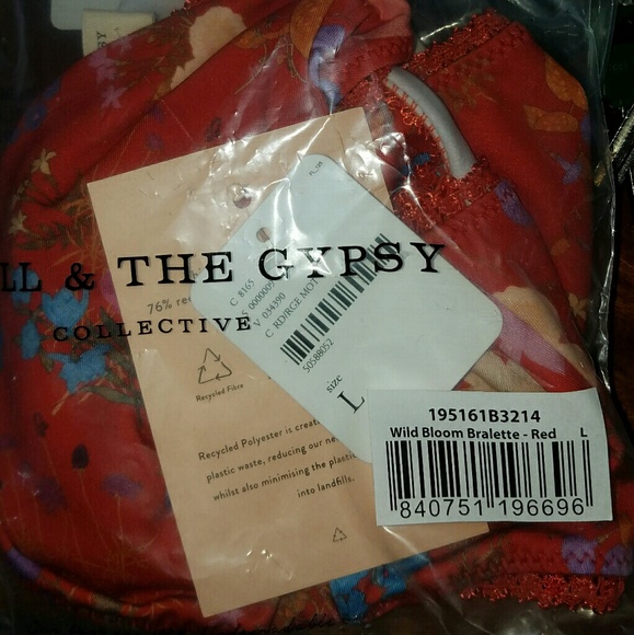 New spell designs FP wild bloom red bralette bra L - Picture 8 of 14